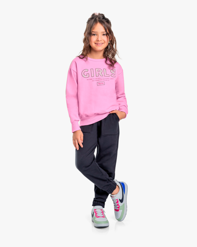 Blusão Infantil Menina em Moletom com Estampa - Kely Kety - Rosa-24a91f3a-10f4-462f-9812-52693d81073f