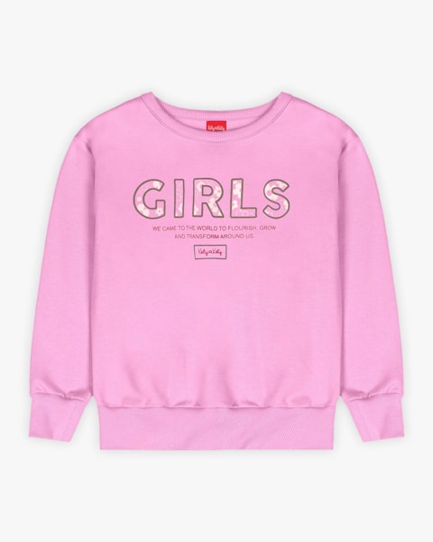 Blusão Infantil Menina em Moletom com Estampa - Kely Kety - Rosa