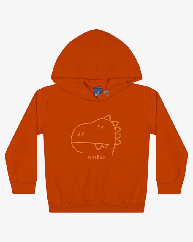 Blusão Infantil Menino em Moletom com Bordado ReiRex - Laranja-9271789e-34c5-4676-96cf-90022d86d5c5