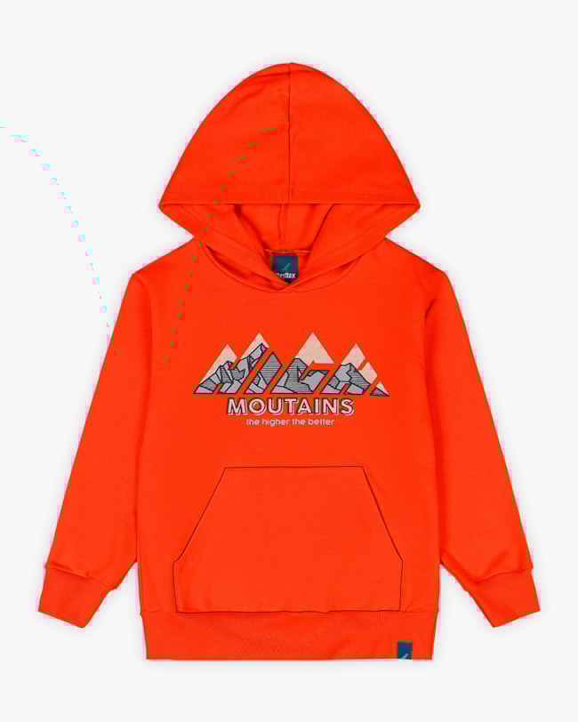 Blusão Infantil Menino em Moletom com Capuz e Bolso - ReiRex - Laranja-024b19ad-9b66-42cb-b7a7-247a51543c54