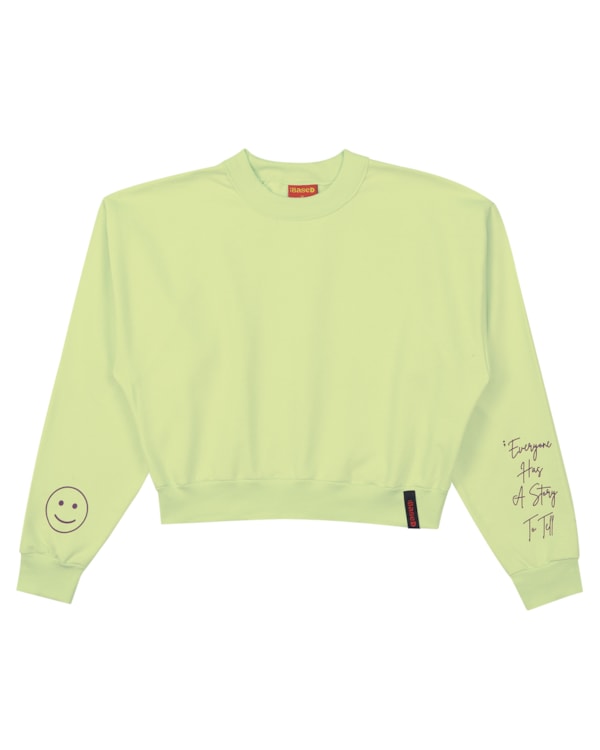 Blusão Juvenil Feminino com Estampa Mangas BaseD - Matcha