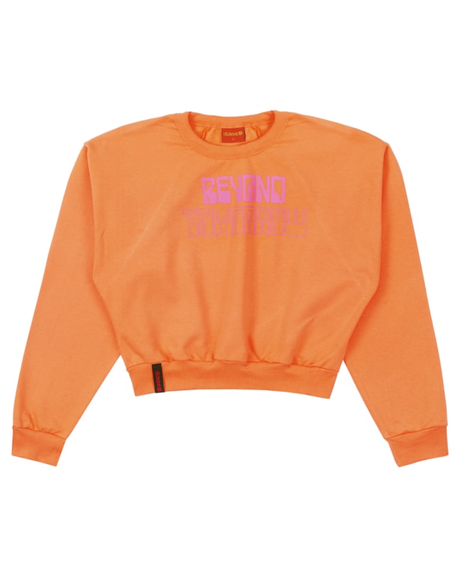 Blusão Juvenil Feminino com Frase Estampada BaseD - Apricot-0ff220b0-1fff-4ddd-891e-3d39b2141a11