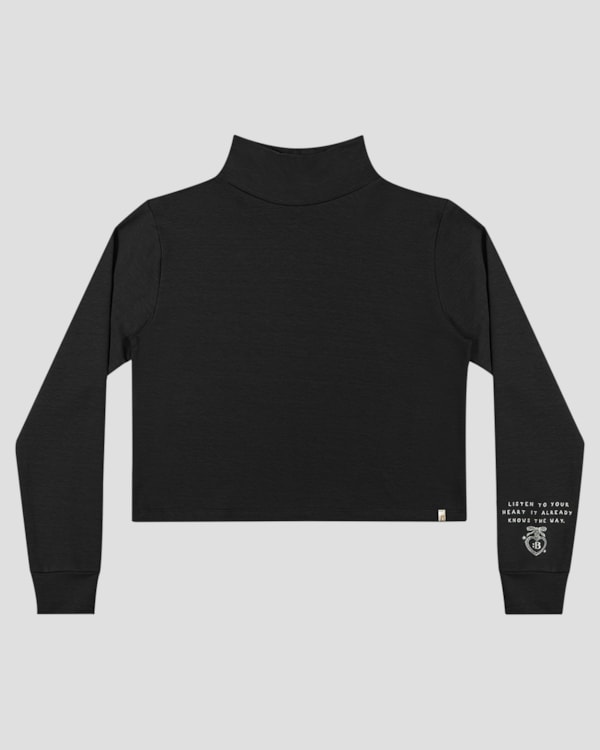 Blusão Juvenil Feminino em Molecotton com Gola Alta - BaseD - Preto