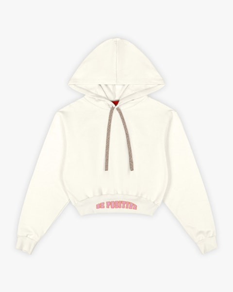 Blusão Juvenil Feminino em Moletom com Capuz - BaseD - Natural