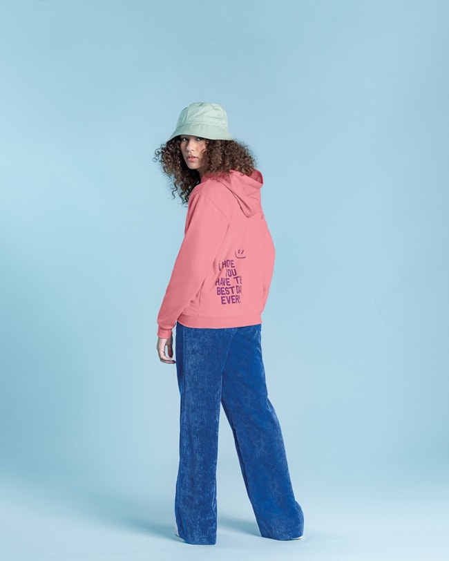 Blusão Juvenil Feminino em Moletom com Capuz - BaseD - Rosa-55ae9091-bc77-4cf3-8936-3e734e9322f3