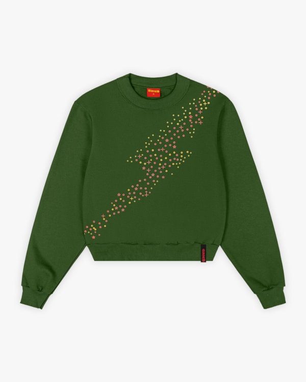 Blusão Juvenil Feminino em Moletom com Estampa de Strass - BaseD - Militar