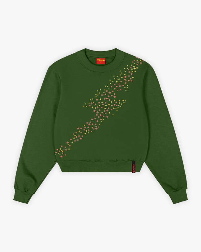 Blusão Juvenil Feminino em Moletom com Estampa de Strass - BaseD - Militar-e035dc90-799f-4c68-9ee7-89c089714ad6