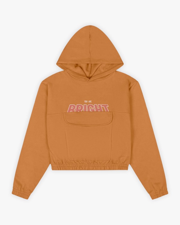 Blusão Juvenil Feminino em Moletom com Estampa e Bolso - BaseD - Gengibre