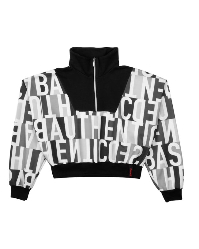 Blusão Juvenil Feminino Estampado com Zíper Gola BaseD - Preto-538d7139-322b-44b0-97ff-f9adf92d433f