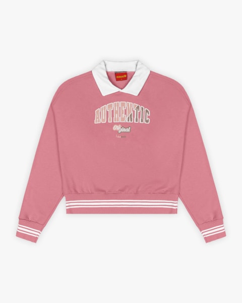 Blusão Juvenil Feminino Estilo Esportivo em Moletom - BaseD - New Rose