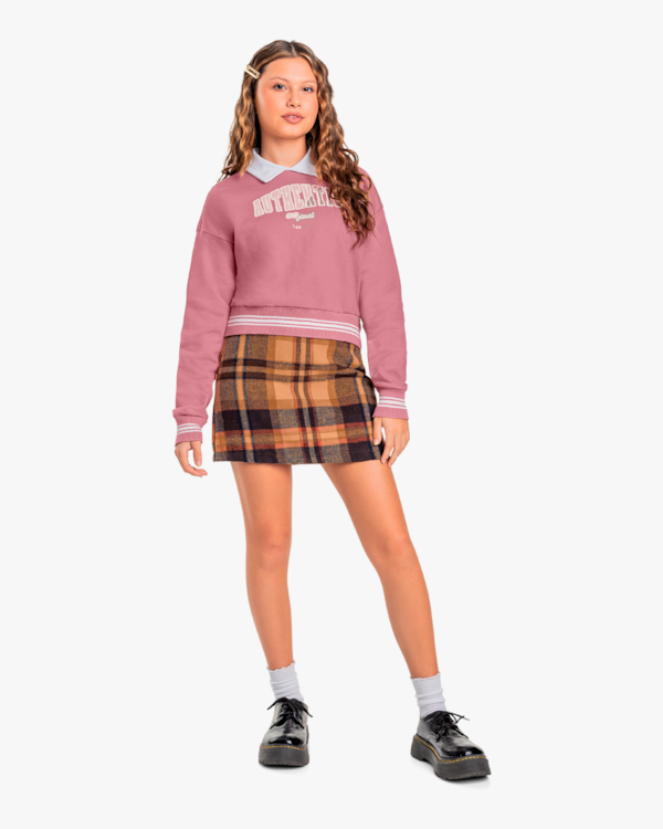 Blusão Juvenil Feminino Estilo Esportivo em Moletom - BaseD - New Rose