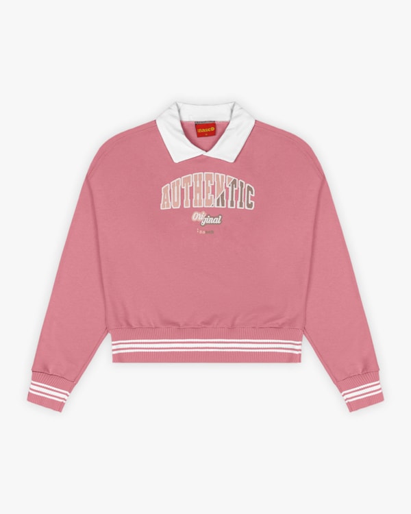 Blusão Juvenil Feminino Estilo Esportivo em Moletom - BaseD - New Rose