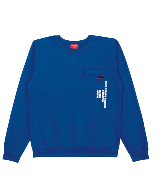 Blusão Juvenil Masculino com Bolso e Estampa BaseD - Azul Mar-512b9203-a679-4b23-a254-238785493211