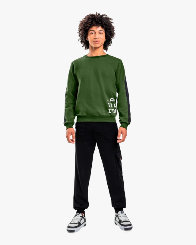 Blusão Juvenil Masculino em Moletom com Estampa - BaseD - Militar-1bf9c034-03fa-491e-9920-f2310c1fdfb1