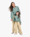 Blusão Moletom com Estampa Relevo Tal Mãe Tal Filha - Cereja Rosa - Verde Bamboo-c56de57a-4eb3-4ac3-be12-d5cc8419ea82