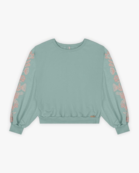 Blusão Moletom com Estampa Relevo Tal Mãe Tal Filha - Cereja Rosa - Verde Bamboo