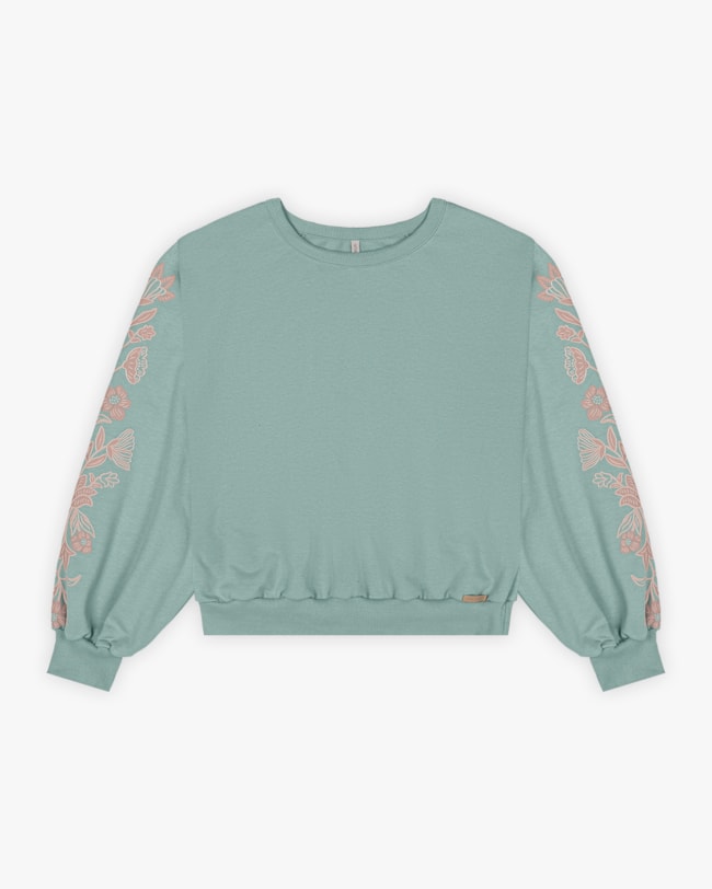 Blusão Moletom com Estampa Relevo Tal Mãe Tal Filha - Cereja Rosa - Verde Bamboo-f08def81-3a48-44c5-ba4e-1a0119d8bce8