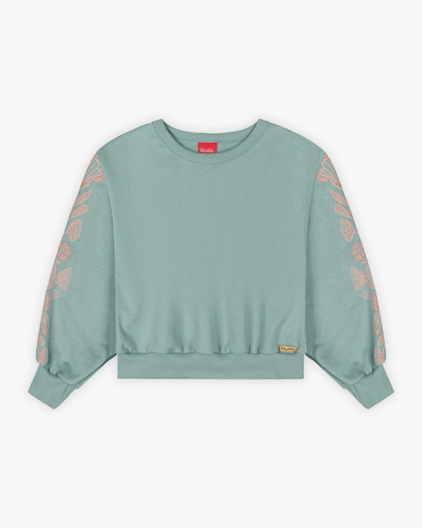 Blusão Moletom Infantil Menina Tal Mãe, Tal Filha - Kely Kety - Verde Bamboo