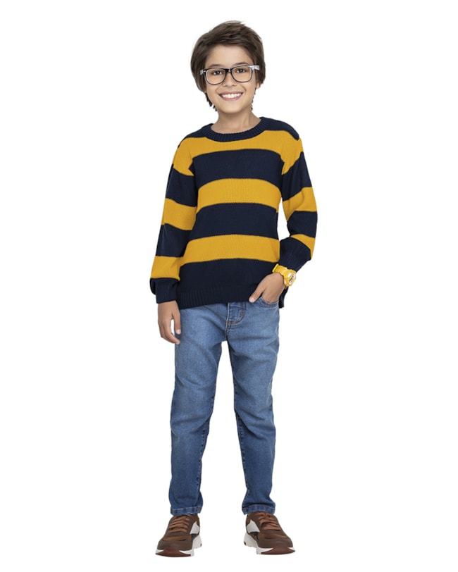 Blusão Tricot Menino ReiRex Listrado-314bd237-19c9-4685-a8bb-ef0fd1d1d92c
