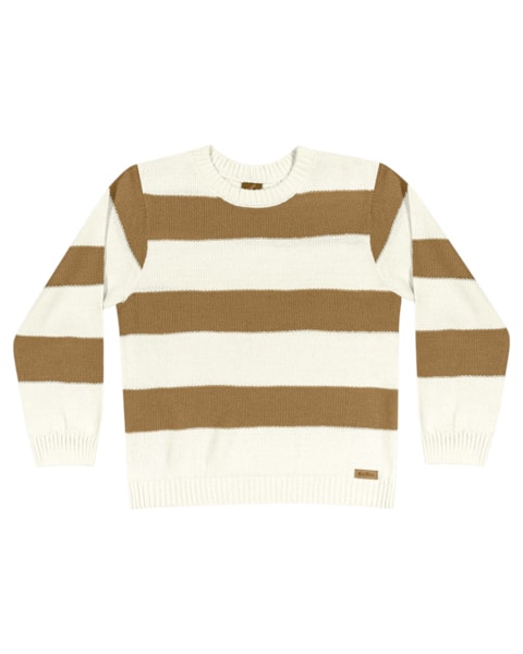 Blusão Tricot Menino ReiRex Listrado - NATURAL