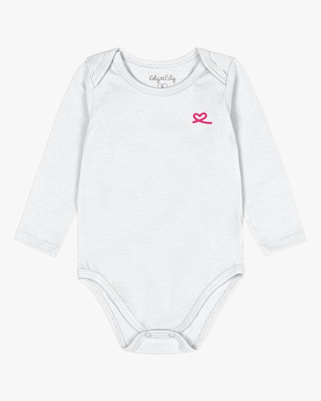 Body Básico Bebê Menina com Manga Longa em Cotton - Kely Kety - Branco-aa83fe4a-96de-4085-8f35-a8fc150c81e2