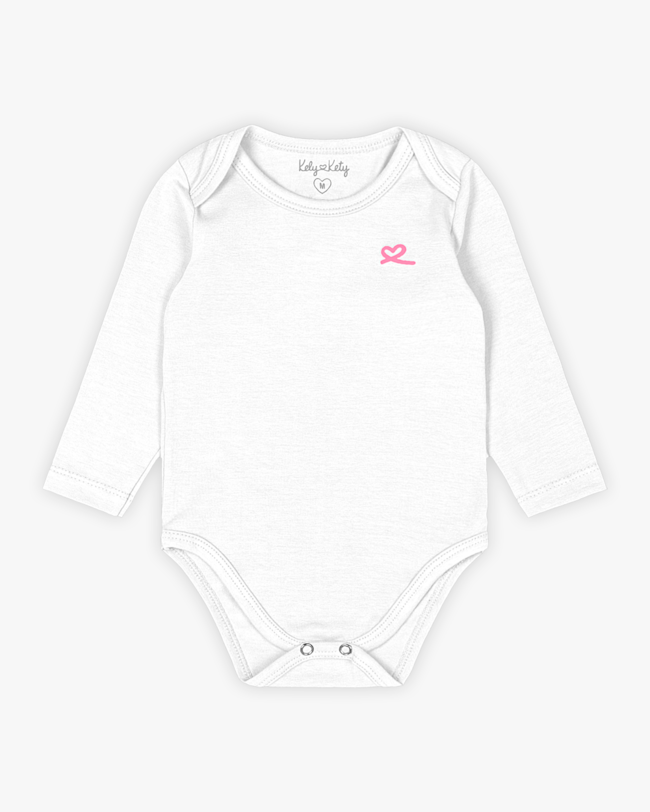 Body Básico Bebê Menina com Manga Longa em Cotton - Kely Kety - Branco-d28ac551-2ba7-45cd-8e91-ea83492920f8