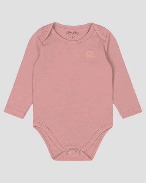 Body Básico Bebê Menina com Manga Longa em Cotton - Kely Kety - Rosa