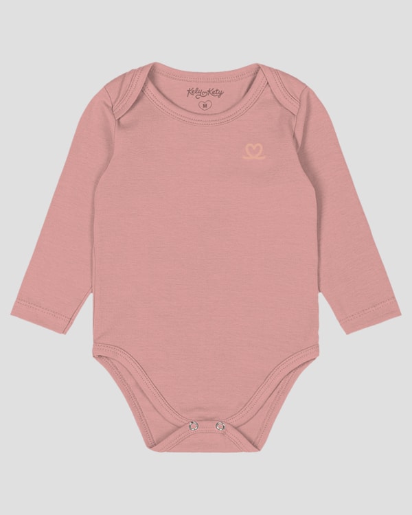 Body Básico Bebê Menina com Manga Longa em Cotton - Kely Kety - Rosa