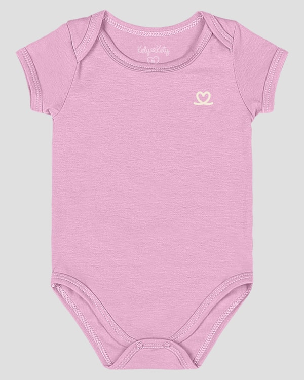 Body Básico Bebê Menina em Cotton Manga Curta Kely Kety Rosa