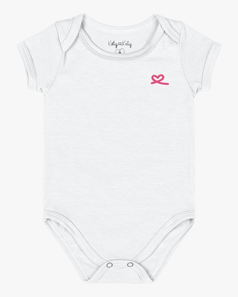 Body Básico Bebê Menina em Malha Cotton Kely Kety  Branco
