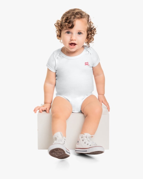 Body Básico Bebê Menina em Malha Cotton Kely Kety  Branco