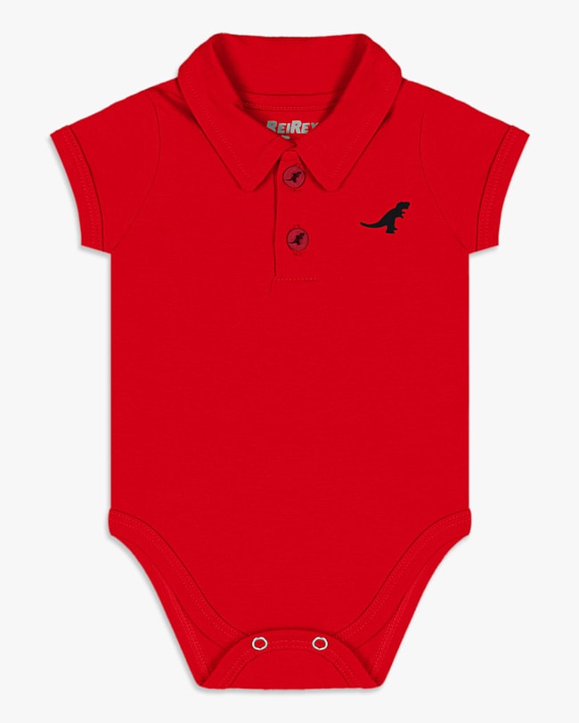 Body Básico Bebê Menino com Gola Polo em Cotton - ReiRex - Tomato-f85a44ad-dd32-42c4-b39a-800744978f6a