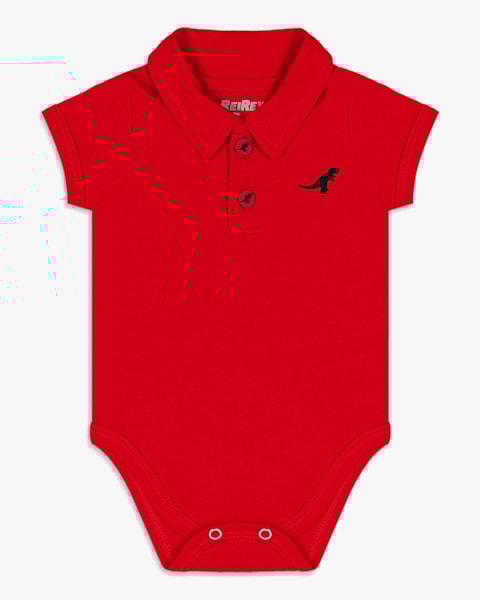 Body Básico Bebê Menino com Gola Polo em Cotton - ReiRex - Tomato