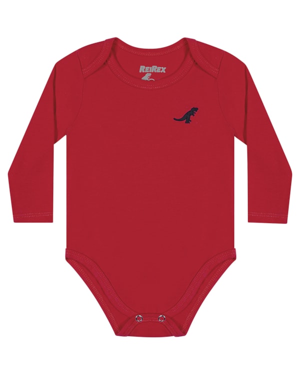 Body Básico Bebê Menino com Manga Longa - ReiRex - Tomato