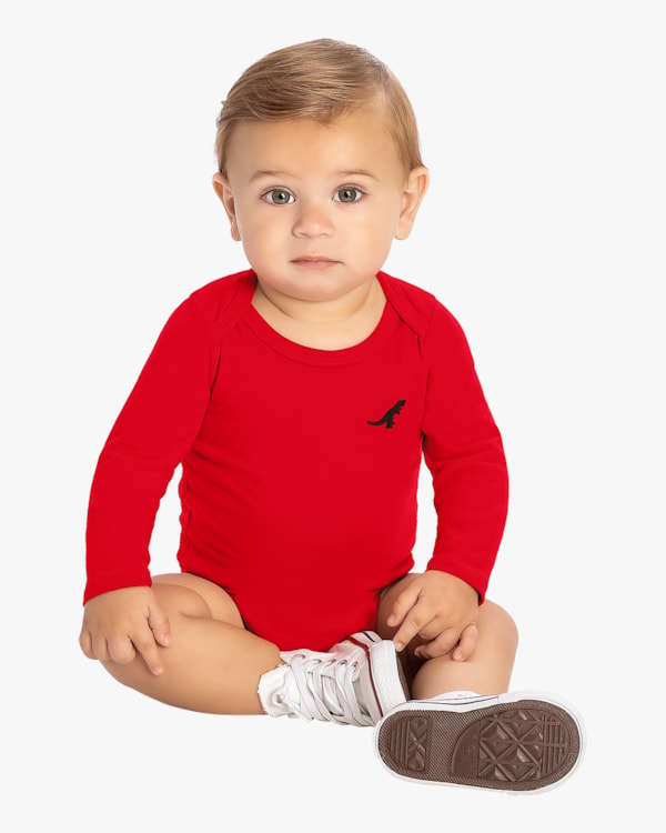 Body Básico Bebê Menino com Manga Longa - ReiRex - Tomato