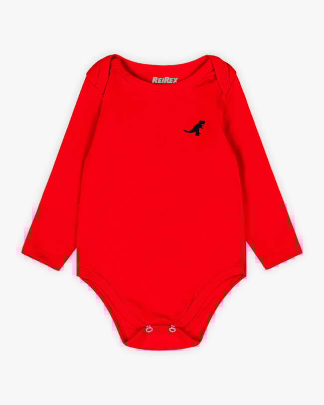 Body Básico Bebê Menino com Manga Longa - ReiRex - Tomato-a1845d54-d702-4978-a150-050861b0a3b1