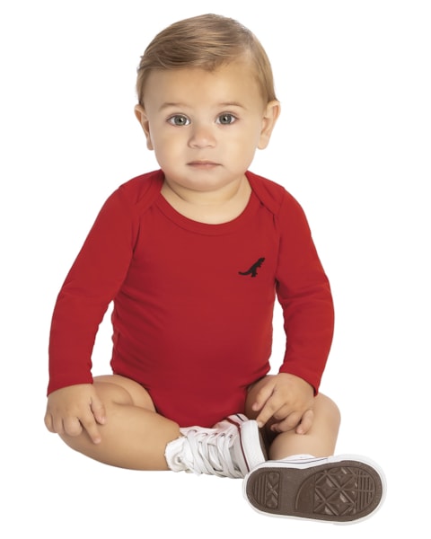 Body Básico Bebê Menino com Manga Longa - ReiRex - Tomato