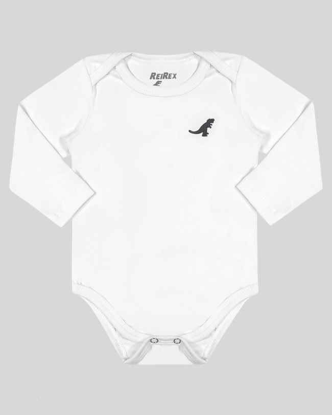 Body Básico Bebê Menino Manga Longa - ReiRex - Branco-9b6d6476-6376-4c6d-a167-31da2dc58732