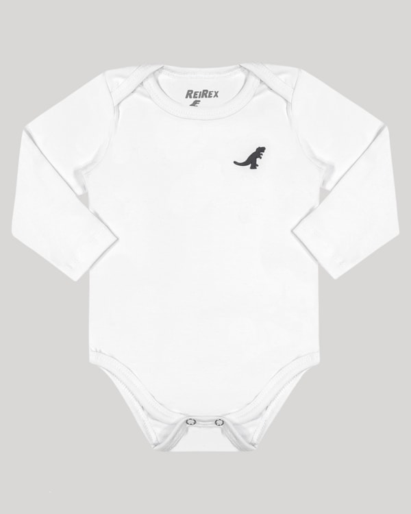 Body Básico Bebê Menino Manga Longa - ReiRex - Branco
