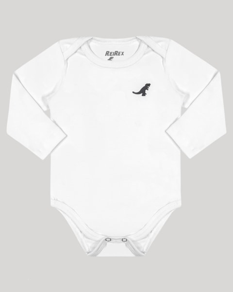 Body Básico Bebê Menino Manga Longa - ReiRex - Branco