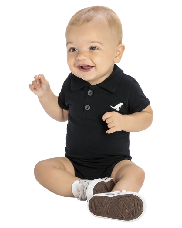 Body Bebê Básico Gola Polo Menino ReiRex