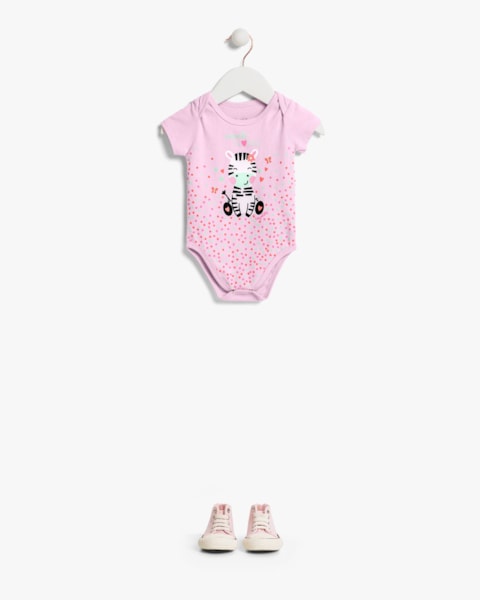 Body Bebê Menina em Cotton com Estampa - Kely Kety -Astral