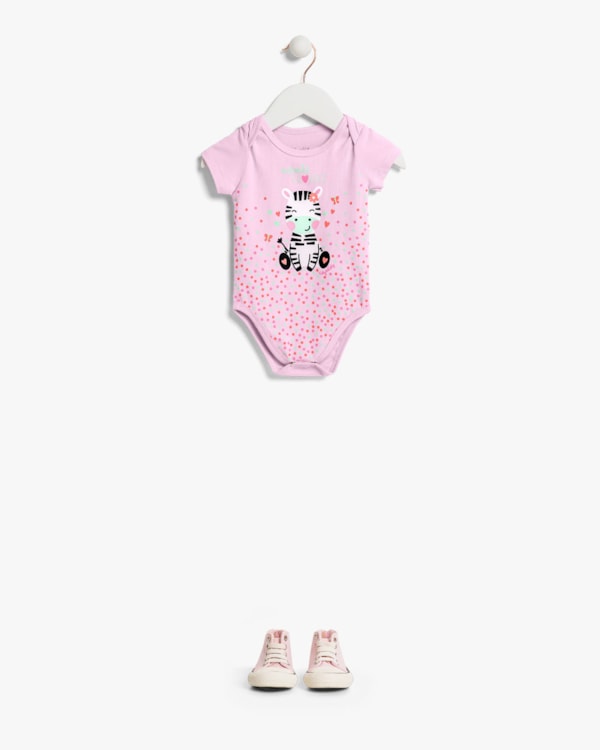 Body Bebê Menina em Cotton com Estampa - Kely Kety -Astral