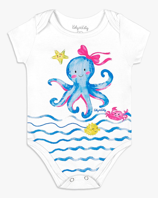 Body Bebê Menina em Cotton com Estampa - Kely Kety -Branco-466b38d7-5cad-4940-b0e6-0efea74676c9