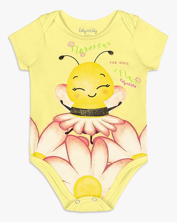 Body Bebê Menina em Cotton com Estampa - Kely Kety -Pinacolada