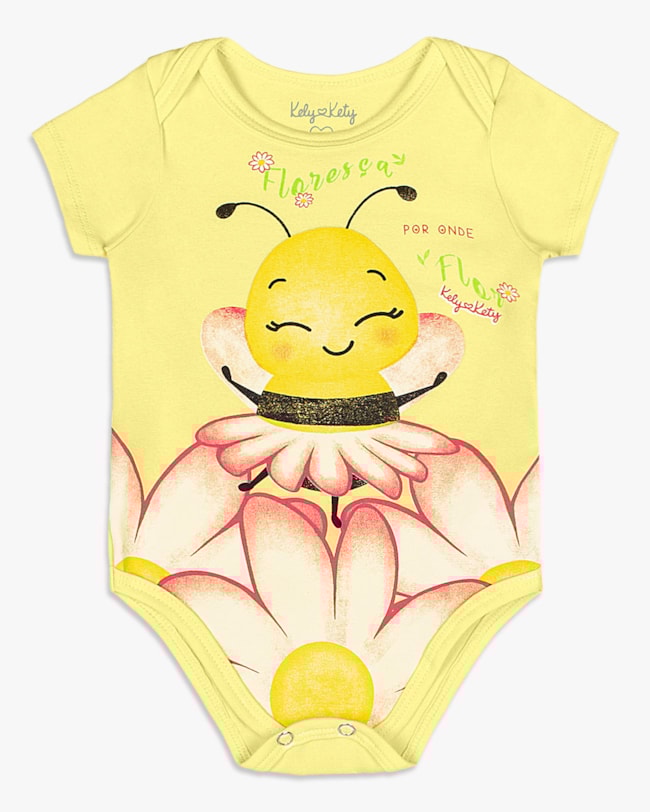 Body Bebê Menina em Cotton com Estampa - Kely Kety -Pinacolada-e7c8090a-a44e-4dff-9a9b-ff5e483ae5f8