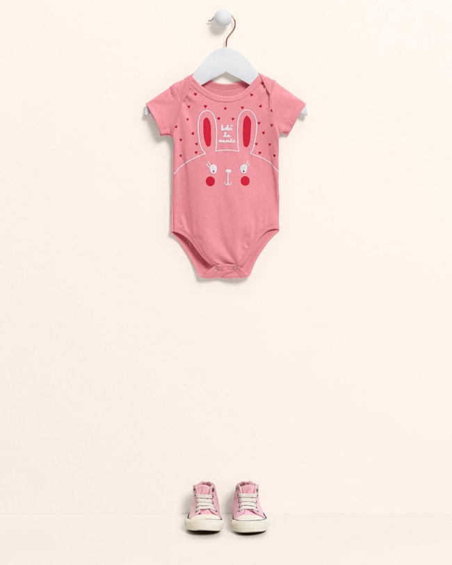 Body Bebê Menina em Cotton Estampa Coelhinho - Kely Kety - Rosa-a99d2b03-47a0-4b65-b675-3057ee56bc73