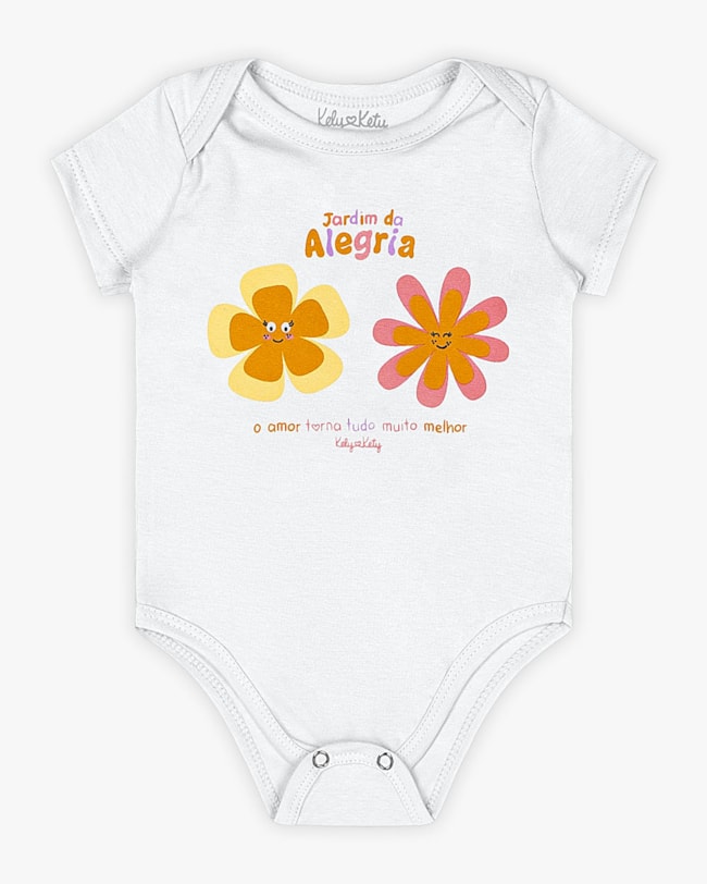 Body Bebê Menina em Cotton Estampa Flores - Kely Kety - Branco G-d13eb54e-2fae-4173-bf36-de7f223c7328