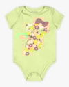 Body Bebê Menina em Cotton Estampa Gatinha - Kely Kety - Verde-ec9e9072-35af-4ebd-8666-98f0e2314c60
