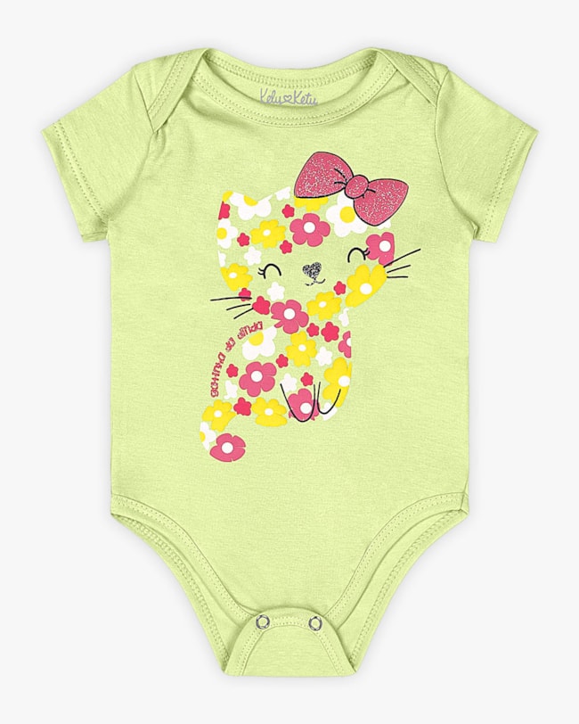 Body Bebê Menina em Cotton Estampa Gatinha - Kely Kety - Verde-e33d36a7-508b-4c50-9694-bf06b9d9eaed